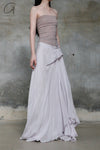 Marc Le Bihan irregular wrinkled silk skirt series 2503 deadwood rose